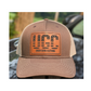KHAKI AND TAN UNION GANG LEATHER PATCH MESH BACK HAT
