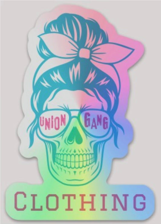 UNION GANG HOLOGRAPHIC WOMAN SKULL DECAL