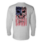RED WHITE AND BLUE SKULL LOND SLEEVE POCKET T-SHIRT