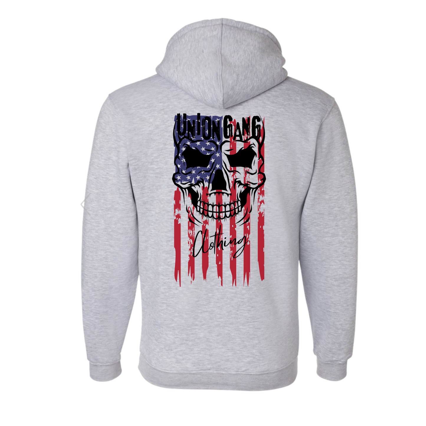 RED WHITE AND BLUE SKULL HOODIE