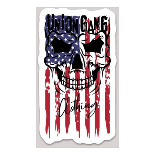 UNION GANG RED WHITE AND BLUE SKULL DECAL